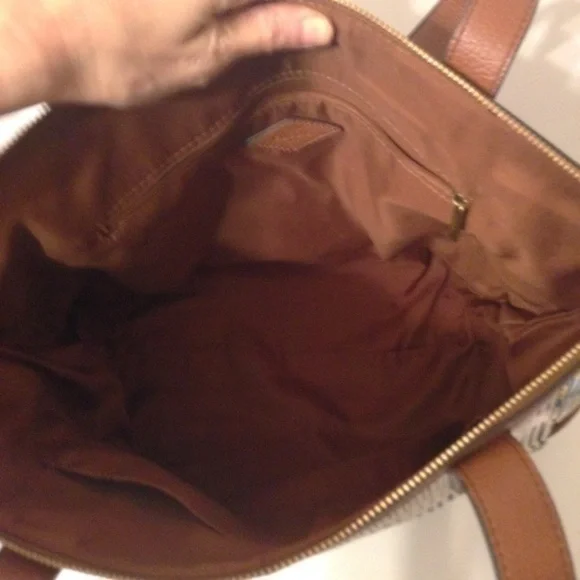 Fossil coated canvas and leather zippered tote - Picture 3 of 7